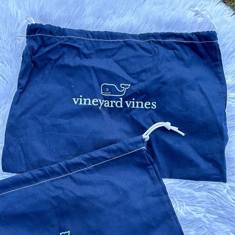 🩶5/$30 Vineyard Vines Set of 2 Navy Blue Drawstring Shoe Travel Bags 14”x10” - Picture 7 of 9